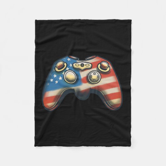 7月のシャツのビデオゲームのゲーマー子供たち男の子の男性Usa F フリースブランケット (正面)