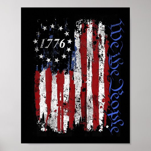 7月のシャツの第4回We the People 1776 Usa Flag Jet ポスター (正面)