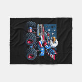 7月のシャツボーイズキッズアメリカ国旗のトラックイーグル フリースブランケット (正面(横))