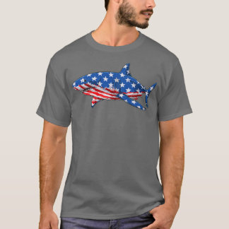 7月のシャーク4thアメリカおもしろい愛国的なUSAT-Sh Tシャツ