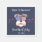 7月のシュナウザーTシャツの4番目のポーサムを持っている スタンダードカクテルナプキン (正面)