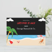 7月のシーサイドクリスマスカスタムネームログ＆テキスト 招待状 (スタンド正面)