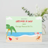 7月のシーサイドクリスマスカスタムネームログ＆テキスト 招待状 (スタンド正面)