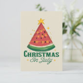 7月のスイカおもしろいツリーのクリスマス サンキューカード (スタンド正面)
