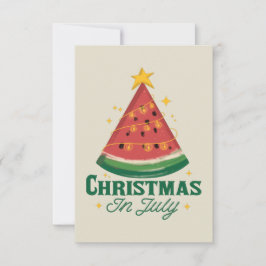 7月のスイカおもしろいツリーのクリスマス サンキューカード