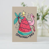 7月のスイカおもしろいツリーのクリスマス サンキューカード (スタンド正面)