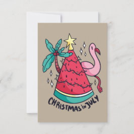7月のスイカおもしろいツリーのクリスマス サンキューカード