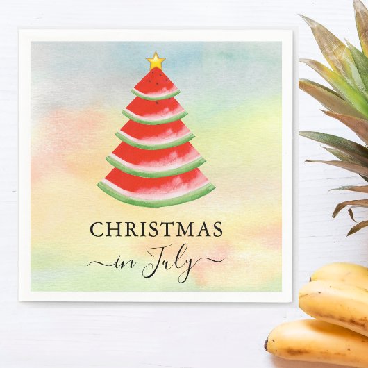 7月のスイカのクリスマス スタンダードカクテルナプキン