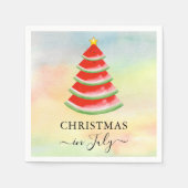 7月のスイカのクリスマス スタンダードカクテルナプキン (正面)