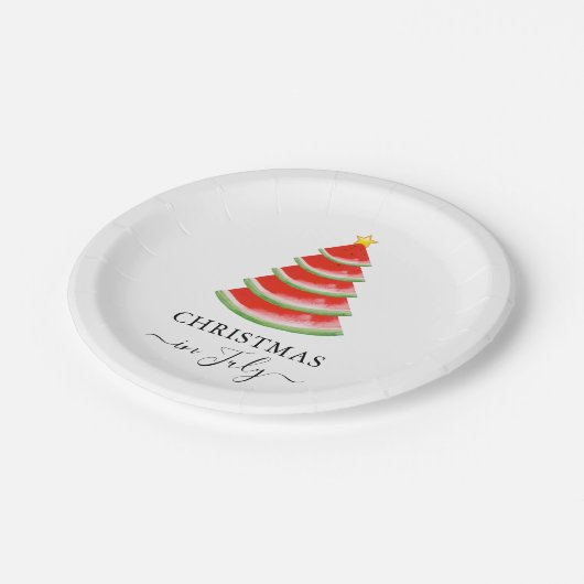 7月のスイカのクリスマス ペーパープレート (アングル)