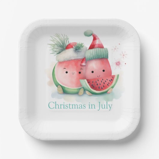 7月のスイカのクリスマス ペーパープレート (正面)