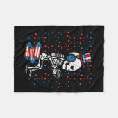 7月のスケルトンおもしろいゲーマーアメリカ男の子の男性 フリースブランケット (正面(横))