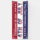 7月のスターとストライプのカスタマイズ可能なウェルカム4th 横断幕 (縦)