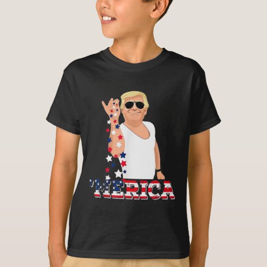 7月のスター振りかけるトランプのメリカ独立ダ Tシャツ (正面)