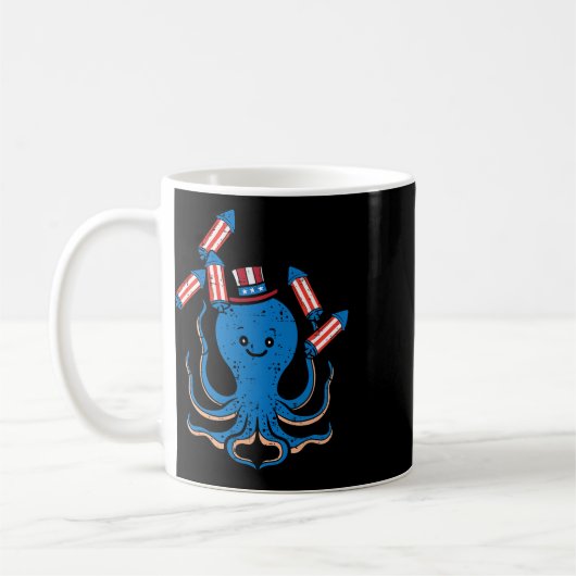 7月のタコ独立の日アメリカ女性キッドについて コーヒーマグカップ (左)