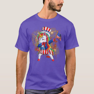7月のダビング・ユニコーン4thアンクルサム・ガールズ・アメリック tシャツ