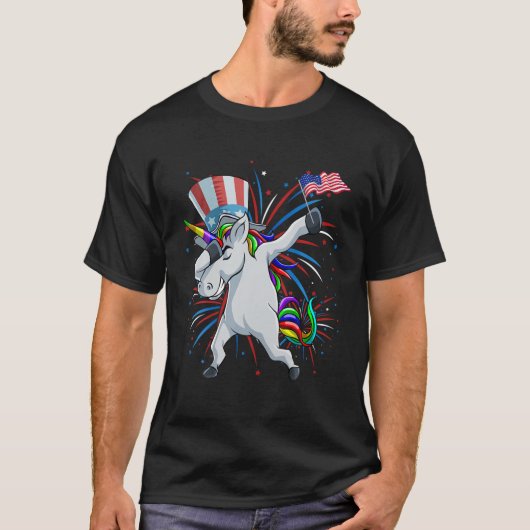 7月のダビングUnicorn 4th Girls Kids Teens Ameri Tシャツ (正面)