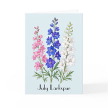 7月のデルフィニウムの花のグリーティングカード