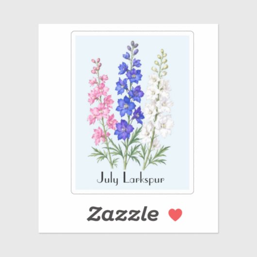 7月のデルフィニウムの花のステッカー シール (シート)