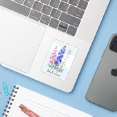 7月のデルフィニウムの花のステッカー シール (ノートパソコンとiPhone)