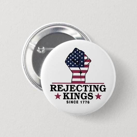 7月のトランプの1776第4以来の王を拒否アンチ 缶バッジ (正面&裏面)