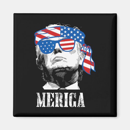 7月のトランプ第4日、米国国旗の男おもしろい人 マグネット (正面)