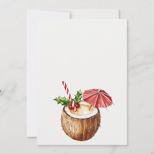 7月のトロピカルレッドココナッツドリンククリスマス 招待状 (裏面)