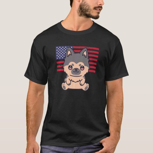 7月のドイツの羊飼い4th愛国米国アメリカ tシャツ (正面)