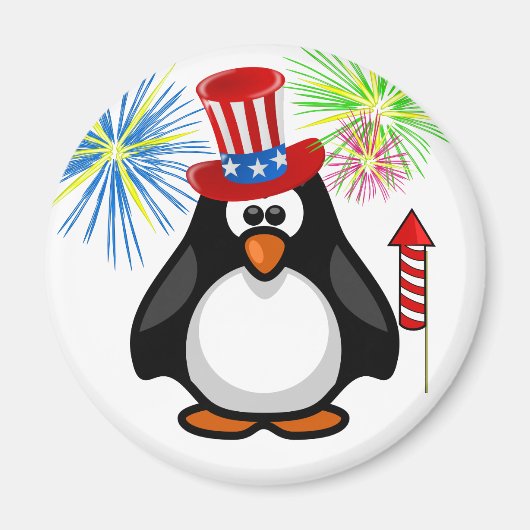 7月のハット花火の愛国心のある漫画パディー4日 マグネット (正面)