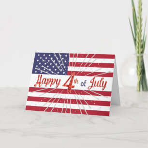 7月のハッピーカード4日 – アメリカ国旗と輝き カード