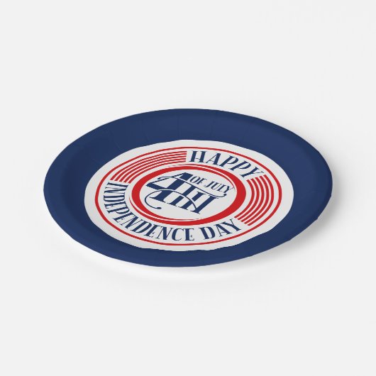 7月のハッピー4th独立記念日バッジデザイン ペーパープレート (アングル)