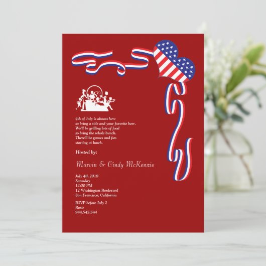 7月のバーベキューのブロックのパーティの招待状の第4 招待状 (スタンド正面)