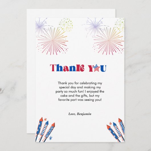 7月のパトロティック誕生日サンキューカード4t 案内状 (正面/裏面)