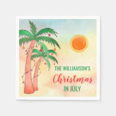 7月のパーソナライズされたパーティー紙ナプキンのクリスマス。 スタンダードカクテルナプキン (正面)