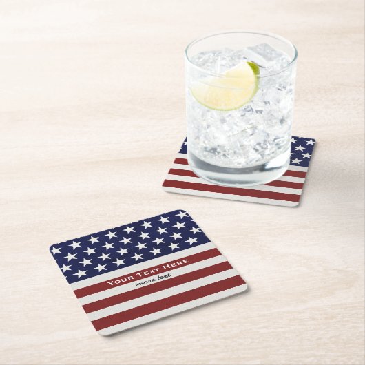 7月のパーソナライズなカスタムの米国の米国旗第4 スクエアペーパーコースター (インサイチュ)