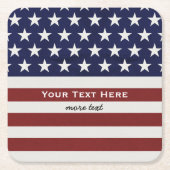 7月のパーソナライズなカスタムの米国の米国旗第4 スクエアペーパーコースター (正面)