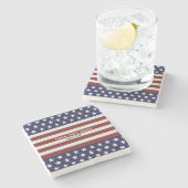 7月のパーソナライズなカスタムの米国の米国旗第4 ストーンコースター (横)
