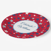 7月のパーソナライズ名赤白青 ペーパープレート (アングル)