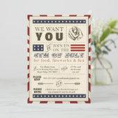 7月のパーティの招待状のヴィンテージのアメリカの第4 招待状 (スタンド正面)