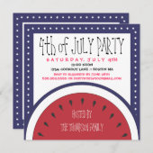 7月のパーティの招待状の愛国心が強いスイカ第4 招待状 (正面/裏面)