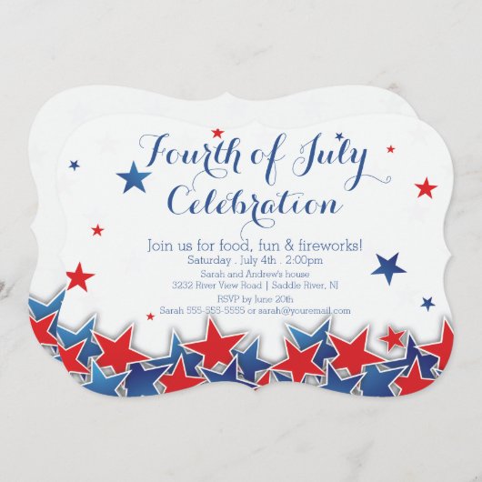 7月のパーティの招待状の愛国心が強い星第4 招待状 (正面/裏面)