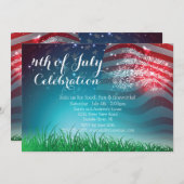7月のパーティの招待状の愛国心が強い花火第4 招待状 (正面/裏面)