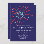7月のパーティの招待状の花火第4 招待状 (正面/裏面)