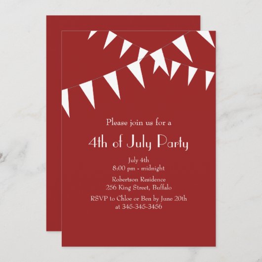 7月のパーティの招待状の赤旗第4 招待状 (正面/裏面)