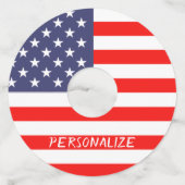 7月のパーティーのカスタムの愛国心が強い米国旗第4 ワイングラスタグ (正面)