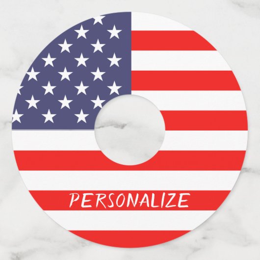 7月のパーティーのカスタムの愛国心が強い米国旗第4 ワイングラスタグ (正面)