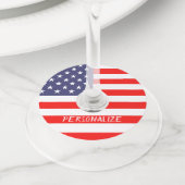 7月のパーティーのカスタムの愛国心が強い米国旗第4 ワイングラスタグ (クローズアップ)