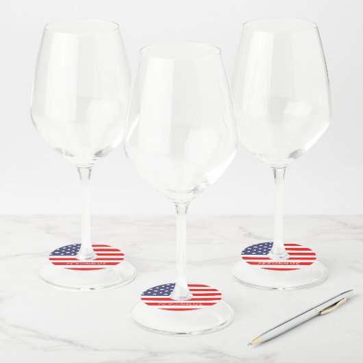 7月のパーティーのカスタムの愛国心が強い米国旗第4 ワイングラスタグ (セット)