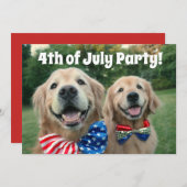 7月のパーティーのゴールデン・リトリーバー第4 招待状 (正面/裏面)