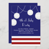 7月のパーティーのランタンの招待状の第4 招待状 (正面/裏面)